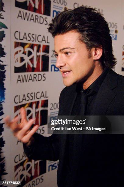 Vittorio Grigolo arrives at the nominations announcement for the Classical Brit Awards, at the Royal Garden Hotel, Kensington, London.