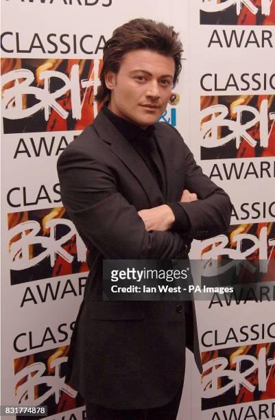 Vittorio Grigolo arrives at the nominations announcement for the Classical Brit Awards, at the Royal Garden Hotel, Kensington, London.