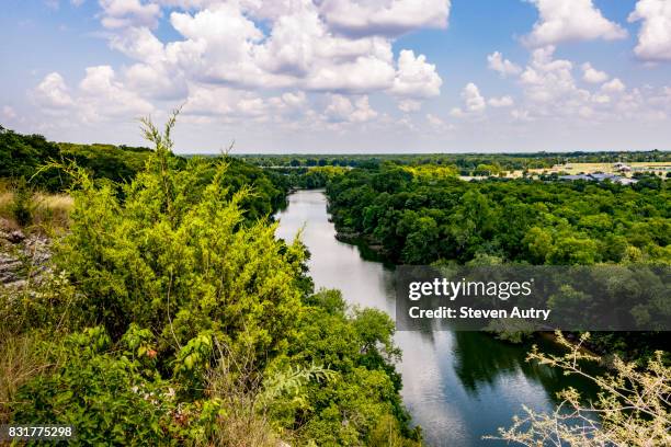 waco, texas, usa - aug 4, 2017:  the brazos river and texas hill country beyond, as seen from the area of cameron park cliffs known as emmons cliff. - waco stock pictures, royalty-free photos & images