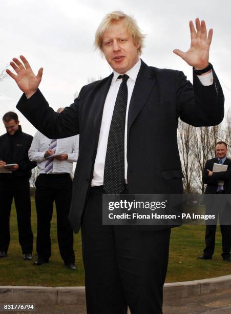 Boris Johnson, MP for Henley and Conservative spokesman on Higher Education, opens a footpath at the Environments Agency in Wallingford, Oxon, Friday...