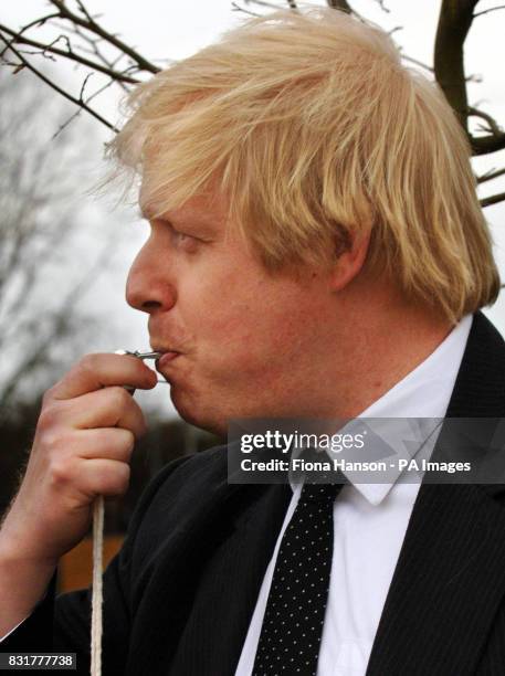 Boris Johnson, MP for Henley and Conservative spokesman on Higher Education, opens a footpath at the Environments Agency in Wallingford, Oxon. He...