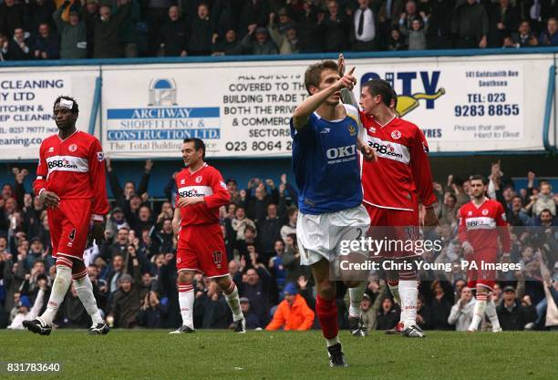 Portsmouth's Gary O'Neil celebrates his goal
