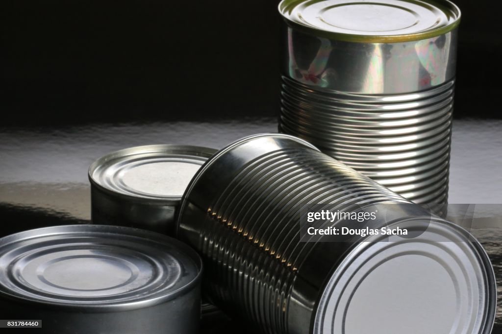 Assortment of tin food cans