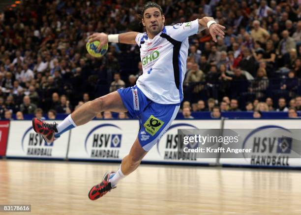 Bertrand Gille of Hamburg in action during the Bundesliga match between HSV Hamburg and Fuechse Berlin at the Color Line Arena on October 8, 2008 in...