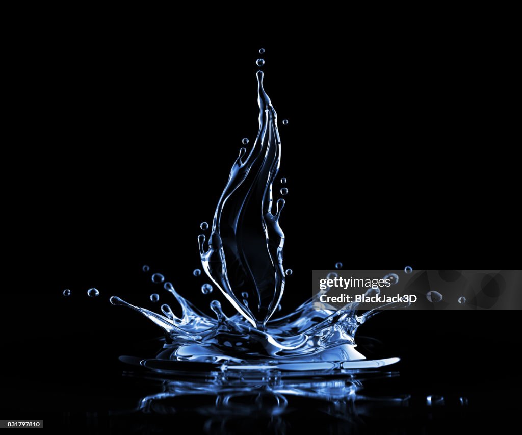 Water Leaf Splash on Black