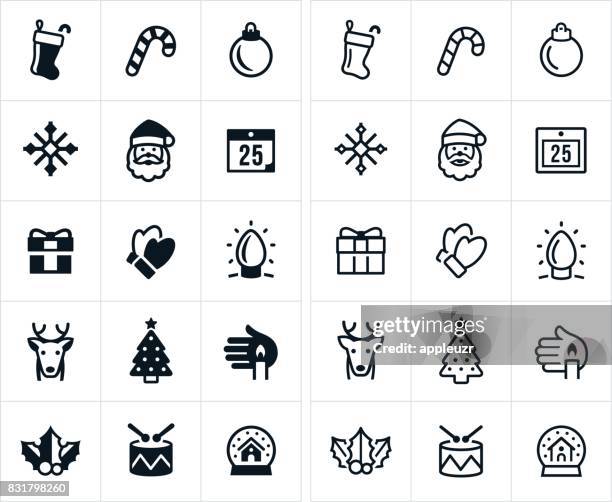 christmas icons - mitten glove stock illustrations