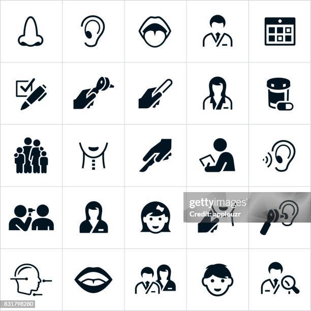 bildbanksillustrationer, clip art samt tecknat material och ikoner med ent ikoner - halsundersökning