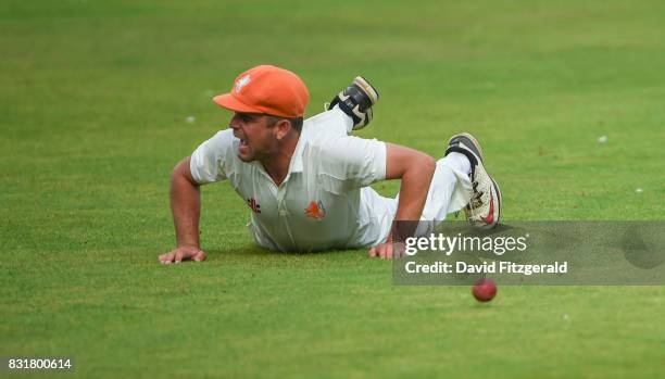 Dublin , Ireland - 15 August 2017; Peter Borren of Netherlands reacts as he fails to make a catch from the shot of Andrew Balbirnie of Ireland during...