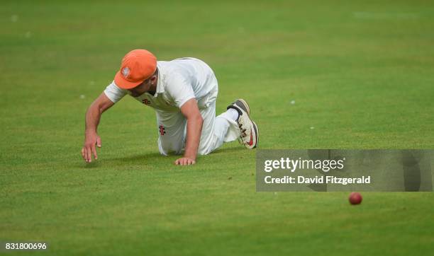 Dublin , Ireland - 15 August 2017; Peter Borren of Netherlands reacts as he fails to make a catch from the shot of Andrew Balbirnie of Ireland during...