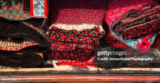 folded traditional clothing, szék, transylvania - hungarian embroidery stock pictures, royalty-free photos & images