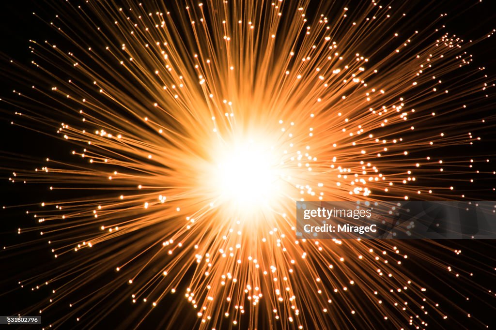 Orange Radiating Pattern Illuminated Orange Colored Fiber Optics Radial Pattern High-Res Stock ...