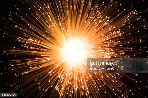 illuminated orange colored fiber optics radial pattern - ljus ljusutrustning bildbanksfoton och bilder