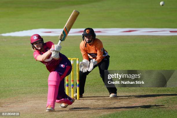 Sarah Glenn of Loughborough Lightning bats during the Kia Super League 2017 match between Loughborough Lightning and Southern Vipers at The 3aaa...