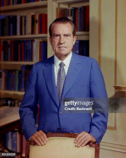 Portrait of former United States President Richard Nixon taken in the White House, Washington, D.C. 1972.