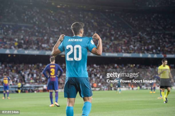 Marco Asensio Willemsen of Real Madrid celebrating his score during the Supercopa de Espana Final 1st Leg match between FC Barcelona and Real Madrid...