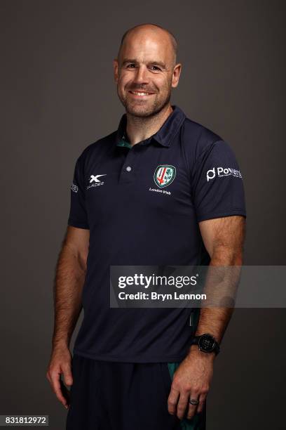 Charlie Hodgson of London Irish poses for a portrait during the London Irish squad photo call for the 2017-2018 Aviva Premiership Rugby season on...