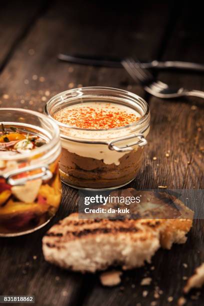 liver pate in a jar and toasts - beef liver stock pictures, royalty-free photos & images