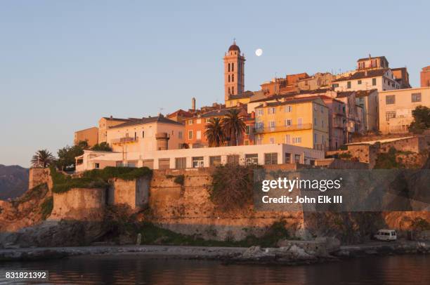 bastia citadel with steeple of saint marie church - bastia stockfoto's en -beelden