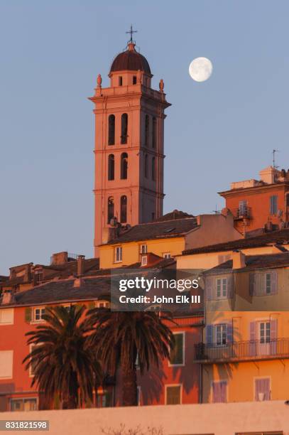 bastia citadel with steeple of saint marie church - bastia bildbanksfoton och bilder