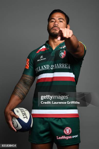 Manusamoa Tuilagi of Leicester Tigers poses for a portrait during the squad photo call for the 2017-2018 Aviva Premiership Rugby season at Welford...