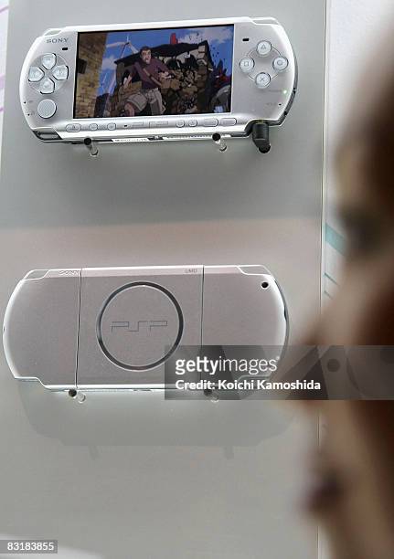The new PSP, Playstation Portable of Sony Computer Entertainment are displayed during the Tokyo Game Show 2008 at Makuhari Messe on October 9, 2008...