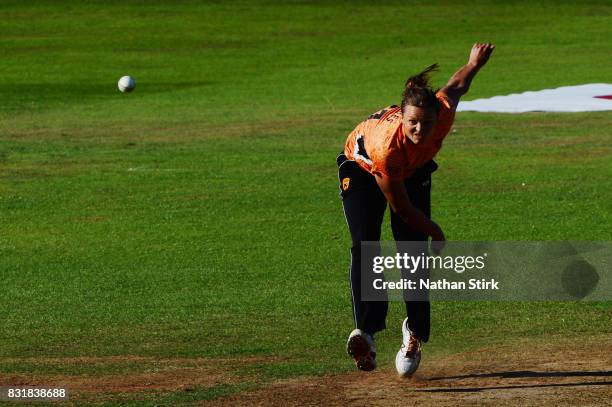 Suzie Bates of Southern Vipers runs into bowl during the Kia Super League 2017 match between Loughborough Lightning and Southern Vipers at The 3aaa...