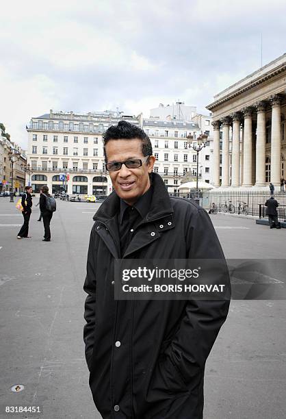 Morrocan soul singer Vigon poses for photographer in Paris on October 6, 2008. AFP PHOTO / BORIS HORVAT