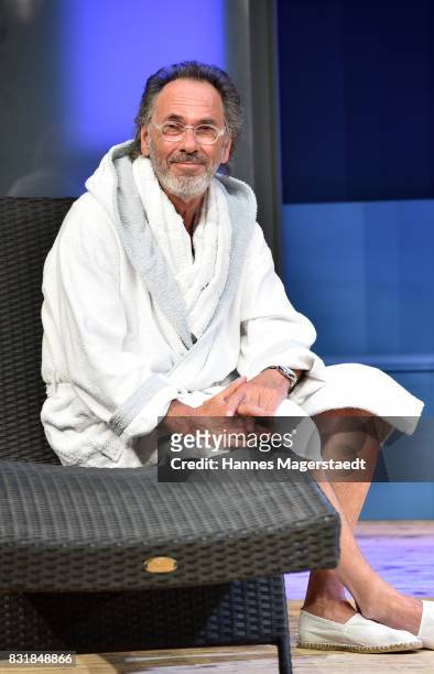 Hugo Egon Balder during 'Aufguss' rehearsal photo call at Hotel Bayerischer Hof on August 15, 2017 in Munich, Germany.