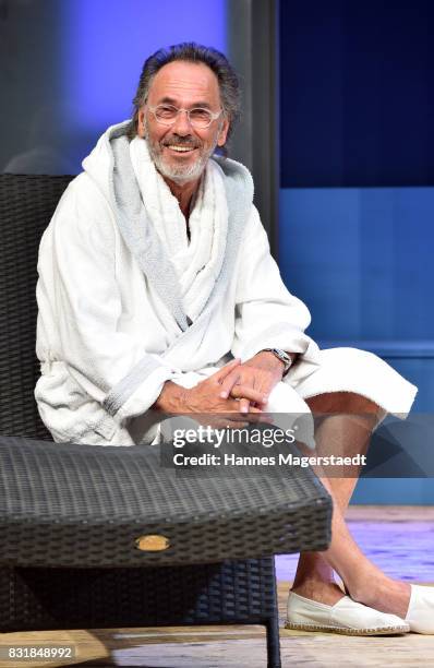 Hugo Egon Balder during 'Aufguss' rehearsal photo call at Hotel Bayerischer Hof on August 15, 2017 in Munich, Germany.