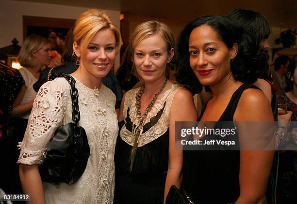 Actresses Elizabeth Banks, Tracee Ellis Ross and Samantha Mathis attend the Some Odd Rubies Store Opening on October 8, 2008 in Los Angeles,...