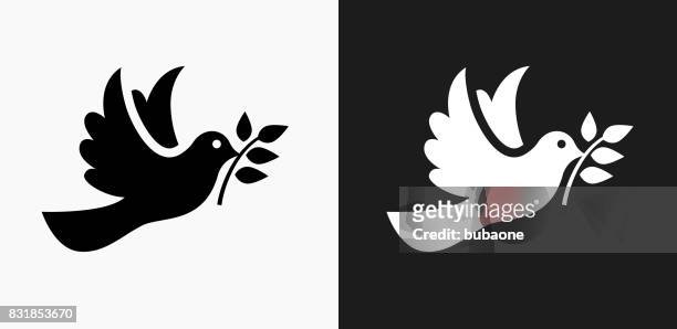 ilustrações, clipart, desenhos animados e ícones de ícone de pomba em preto e branco vector backgrounds - pássaro
