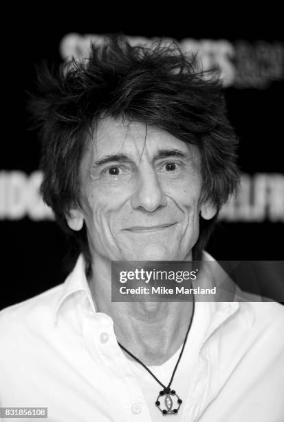 Ronnie Wood signs copies of his new book 'Ronnie Wood: Artist' at Selfridges on August 15, 2017 in London, England.