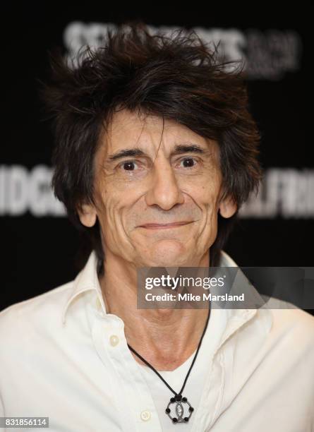 Ronnie Wood signs copies of his new book 'Ronnie Wood: Artist' at Selfridges on August 15, 2017 in London, England.