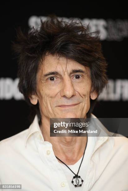 Ronnie Wood signs copies of his new book 'Ronnie Wood: Artist' at Selfridges on August 15, 2017 in London, England.