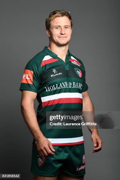 Mathew Tait of Leicester Tigers poses for a portrait during the squad photo call for the 2017-2018 Aviva Premiership Rugby season at Welford Road on...