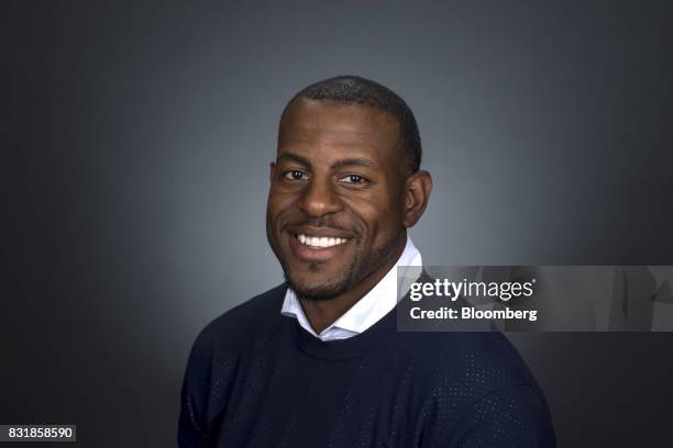 Andre Iguodala, a professional basketball player with the National Basketball Association's Golden State Warriors, sits for a photograph following a...