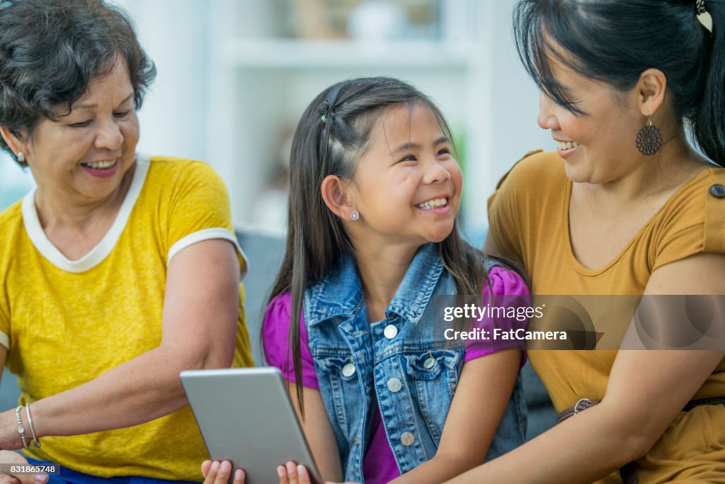 Family Watching A Video