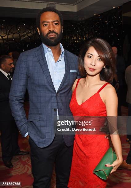 Nicholas Pinnock and Jing Lusi attend the Raindance Film Festival anniversary drinks reception at The Mayfair Hotel on August 15, 2017 in London,...
