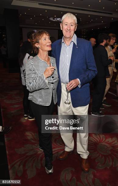 Celia Imrie and Nicholas Lyndhurst attend the Raindance Film Festival anniversary drinks reception at The Mayfair Hotel on August 15, 2017 in London,...