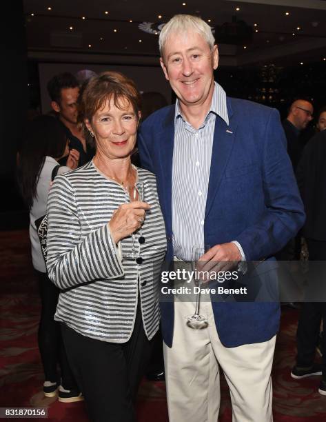 Celia Imrie and Nicholas Lyndhurst attend the Raindance Film Festival anniversary drinks reception at The Mayfair Hotel on August 15, 2017 in London,...