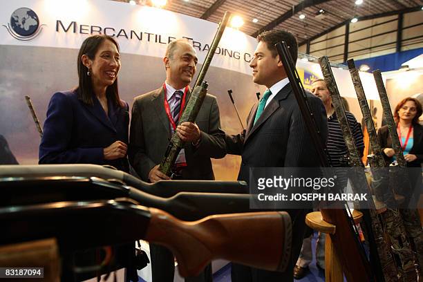 Commerce Assistant Secretary I. Hernandez and US Ambassador to Lebanon Michelle Sison listen to Mohammed al-Jamil during the opening ceremony of the...