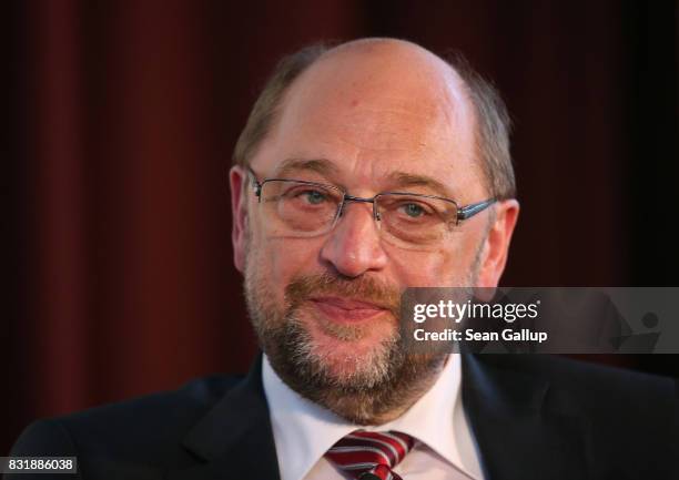 Martin Schulz, chancellor candidate of the German Social Democrats , attends a panel discussion on immigration and integration at an event co-hosted...