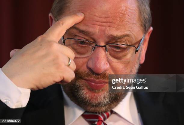 Martin Schulz, chancellor candidate of the German Social Democrats , attends a panel discussion on immigration and integration at an event co-hosted...