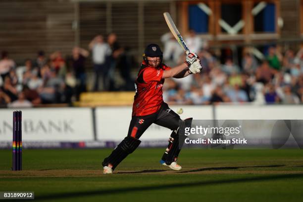 Stuart Poynter of Durham Jets batting during the NatWest T20 Blast match between Derbyshire Falcons and Durham Jets at The 3aaa County Ground on...