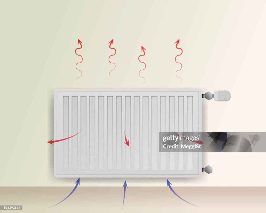 Box Air Radiator Steel Panel Radiator The Flow Of Air And Heat Is Depicted Arrows High ...