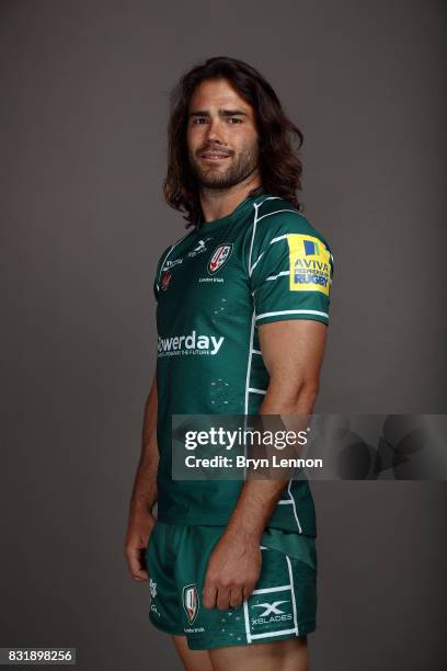 Luke McLean of London Irish poses for a portrait during the London Irish squad photo call for the 2017-2018 Aviva Premiership Rugby season on August...