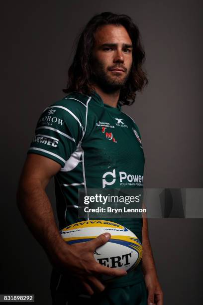 Luke McLean of London Irish poses for a portrait during the London Irish squad photo call for the 2017-2018 Aviva Premiership Rugby season on August...