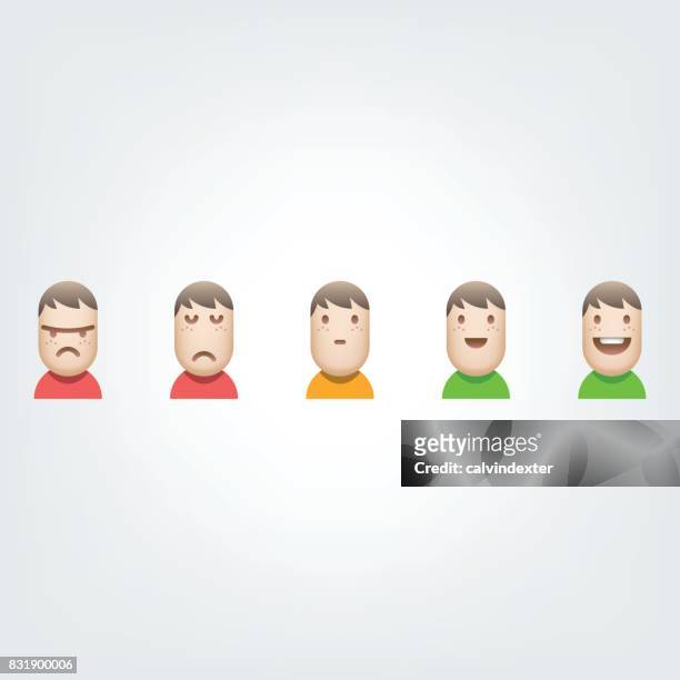 customer satisfaction avatars icon set - disappoint bussiness meeting stock illustrations