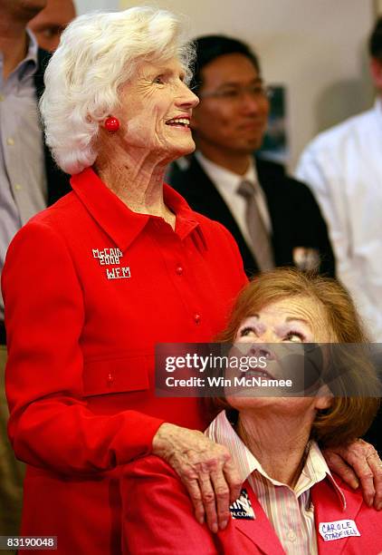 Roberta McCain, mother of Republican Presidential nominee Sen. John McCain , greets supporters following a rally as part of the "Victory 2008" bus...