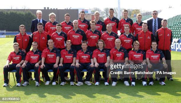 Glamorgan County Cricket Club during a photocall at Sophia Gardens, Cardiff. Back Row Byron Jones , William Bragg, Richard Grant, Gareth Rees, Adam...